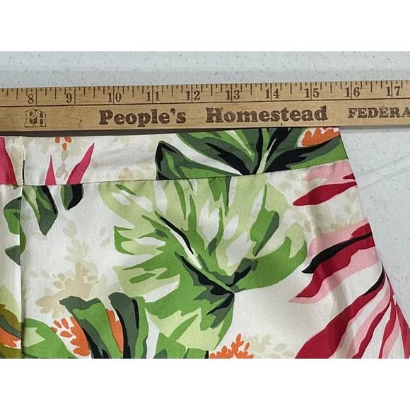 Talbots Petites Pants Size 12 (30x28)‎ Pure Silk Hawaiin Floral High Rise Lined - Picture 8 of 11